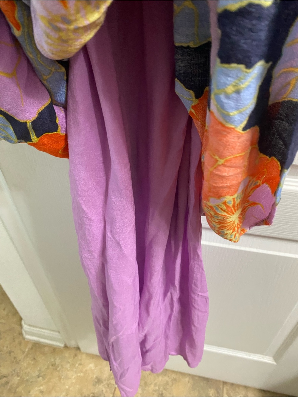 LOFT Full Bloom Cross-Back Floral Maxi Boho Dress Purple Orange Watercolor 10 - Picture 11 of 16